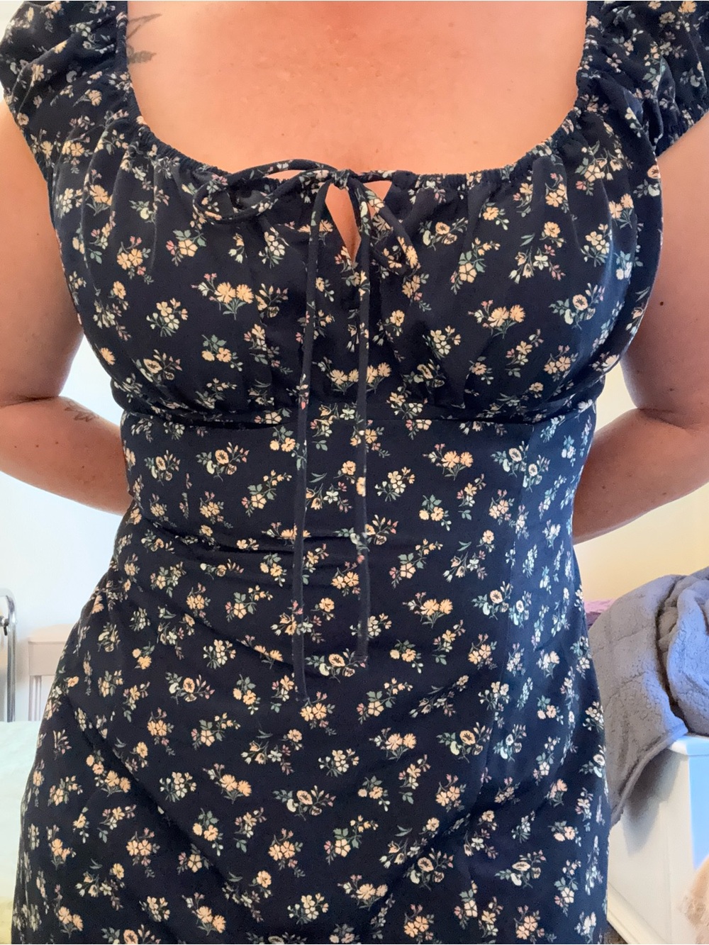 Levi's Navy Floral Tie-Front Dress